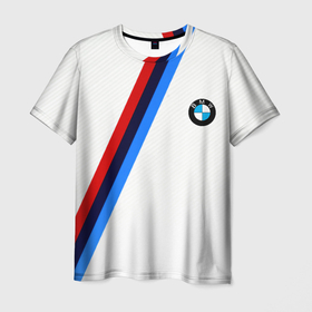 Мужская футболка 3D с принтом BMW brend geometry sport , 100% полиэфир | прямой крой, круглый вырез горловины, длина до линии бедер | 