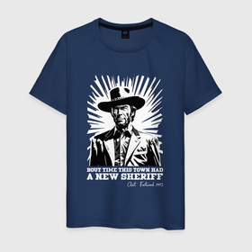 Мужская футболка хлопок с принтом Иствуд кино вестерн в Тюмени, 100% хлопок | прямой крой, круглый вырез горловины, длина до линии бедер, слегка спущенное плечо. | 