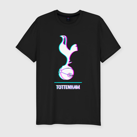 Мужская футболка хлопок Slim с принтом Tottenham FC в стиле glitch , 92% хлопок, 8% лайкра | приталенный силуэт, круглый вырез ворота, длина до линии бедра, короткий рукав | 