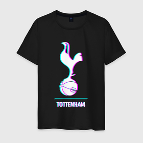 Мужская футболка хлопок с принтом Tottenham FC в стиле glitch в Кировске, 100% хлопок | прямой крой, круглый вырез горловины, длина до линии бедер, слегка спущенное плечо. | 