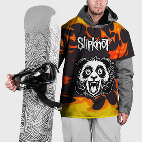 Накидка на куртку 3D с принтом Slipknot рок панда и огонь в Новосибирске, 100% полиэстер |  | 