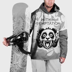 Накидка на куртку 3D с принтом Within Temptation рок панда на светлом фоне в Екатеринбурге, 100% полиэстер |  | 
