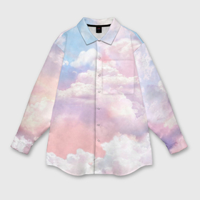 Мужская рубашка oversize 3D с принтом Розовые облака в голубых небесах в Белгороде,  |  | Тематика изображения на принте: 