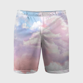 Мужские шорты спортивные с принтом Розовые облака в голубых небесах в Кировске,  |  | 