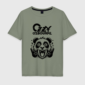 Мужская футболка хлопок Oversize с принтом Ozzy Osbourne   rock panda , 100% хлопок | свободный крой, круглый ворот, “спинка” длиннее передней части | 
