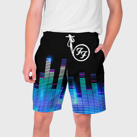 Мужские шорты 3D с принтом Foo Fighters эквалайзер в Екатеринбурге,  полиэстер 100% | прямой крой, два кармана без застежек по бокам. Мягкая трикотажная резинка на поясе, внутри которой широкие завязки. Длина чуть выше колен | 