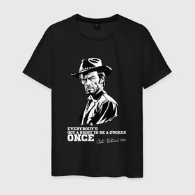 Мужская футболка хлопок с принтом Иствуд кино вестерн в Тюмени, 100% хлопок | прямой крой, круглый вырез горловины, длина до линии бедер, слегка спущенное плечо. | Тематика изображения на принте: 