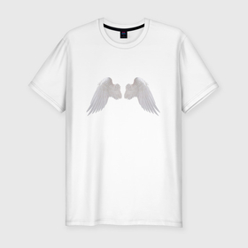 Мужская футболка хлопок Slim с принтом Крылья ангельские 3д в Екатеринбурге, 92% хлопок, 8% лайкра | приталенный силуэт, круглый вырез ворота, длина до линии бедра, короткий рукав | Тематика изображения на принте: 