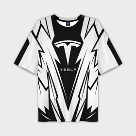 Мужская футболка oversize 3D с принтом Tesla   black and white в Петрозаводске,  |  | Тематика изображения на принте: 