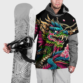 Накидка на куртку 3D с принтом Irezumi   Japanese dragon ai art в Новосибирске, 100% полиэстер |  | 