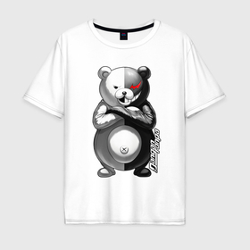 Мужская футболка хлопок Oversize с принтом Монокума   Danganronpa в Курске, 100% хлопок | свободный крой, круглый ворот, “спинка” длиннее передней части | 