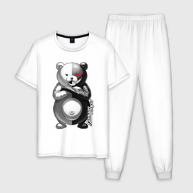 Мужская пижама хлопок с принтом Монокума   Danganronpa в Петрозаводске, 100% хлопок | брюки и футболка прямого кроя, без карманов, на брюках мягкая резинка на поясе и по низу штанин
 | 