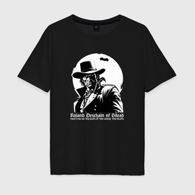 Мужская футболка хлопок Oversize с принтом Dark Tower Роланд Дискейн в Тюмени, 100% хлопок | свободный крой, круглый ворот, “спинка” длиннее передней части | Тематика изображения на принте: 