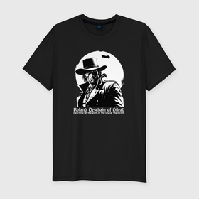 Мужская футболка хлопок Slim с принтом Dark Tower Роланд Дискейн в Тюмени, 92% хлопок, 8% лайкра | приталенный силуэт, круглый вырез ворота, длина до линии бедра, короткий рукав | 