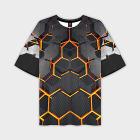 Мужская футболка oversize 3D с принтом Нано соты шестиугольник в Белгороде,  |  | Тематика изображения на принте: 