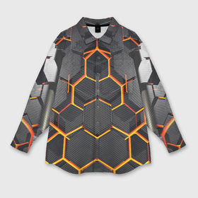 Мужская рубашка oversize 3D с принтом Нано соты шестиугольник в Белгороде,  |  | Тематика изображения на принте: 
