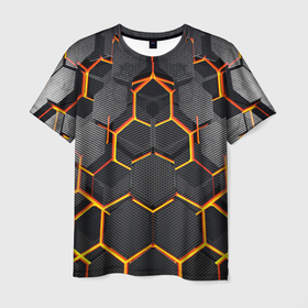 Мужская футболка 3D с принтом Нано соты шестиугольник в Петрозаводске, 100% полиэфир | прямой крой, круглый вырез горловины, длина до линии бедер | Тематика изображения на принте: 