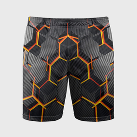 Мужские шорты спортивные с принтом Нано соты шестиугольник ,  |  | Тематика изображения на принте: 