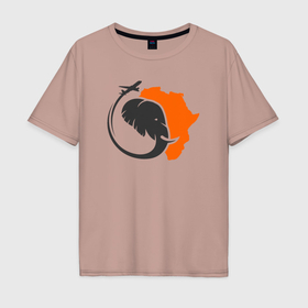 Мужская футболка хлопок Oversize с принтом Слон и Африка в Курске, 100% хлопок | свободный крой, круглый ворот, “спинка” длиннее передней части | Тематика изображения на принте: 
