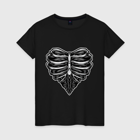 Женская футболка хлопок с принтом Ribs heart в Петрозаводске, 100% хлопок | прямой крой, круглый вырез горловины, длина до линии бедер, слегка спущенное плечо | 