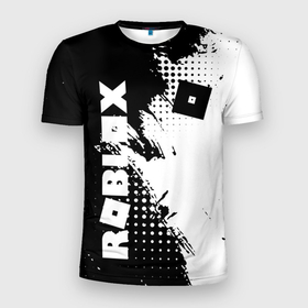 Мужская футболка 3D Slim с принтом Роблокс   черно белая абстракция в Новосибирске, 100% полиэстер с улучшенными характеристиками | приталенный силуэт, круглая горловина, широкие плечи, сужается к линии бедра | 