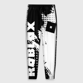 Мужские брюки 3D с принтом Роблокс   черно белая абстракция в Тюмени, 100% полиэстер | манжеты по низу, эластичный пояс регулируется шнурком, по бокам два кармана без застежек, внутренняя часть кармана из мелкой сетки | 
