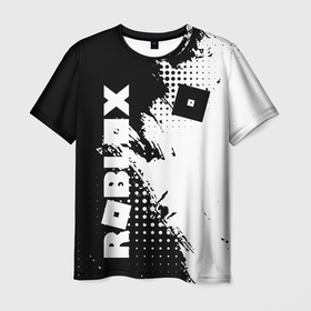 Мужская футболка 3D с принтом Роблокс   черно белая абстракция в Белгороде, 100% полиэфир | прямой крой, круглый вырез горловины, длина до линии бедер | 
