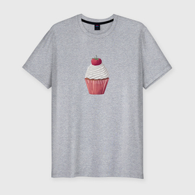 Мужская футболка хлопок Slim с принтом Аппетитный капкейк в Курске, 92% хлопок, 8% лайкра | приталенный силуэт, круглый вырез ворота, длина до линии бедра, короткий рукав | 