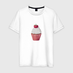 Мужская футболка хлопок с принтом Аппетитный капкейк в Курске, 100% хлопок | прямой крой, круглый вырез горловины, длина до линии бедер, слегка спущенное плечо. | Тематика изображения на принте: 