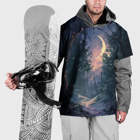 Накидка на куртку 3D с принтом Лесная тропинка под луной в Санкт-Петербурге, 100% полиэстер |  | 
