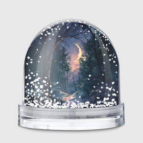 Игрушка Снежный шар с принтом Лесная тропинка под луной в Санкт-Петербурге, Пластик | Изображение внутри шара печатается на глянцевой фотобумаге с двух сторон | 