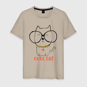 Мужская футболка хлопок с принтом Крутейший кот в Кировске, 100% хлопок | прямой крой, круглый вырез горловины, длина до линии бедер, слегка спущенное плечо. | 