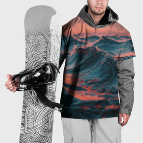 Накидка на куртку 3D с принтом Морские волны на закате в Екатеринбурге, 100% полиэстер |  | 