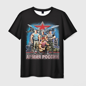 Мужская футболка 3D с принтом Бойцы армии России в городе Новоалтайск, 100% полиэфир | прямой крой, круглый вырез горловины, длина до линии бедер | Тематика изображения на принте: 