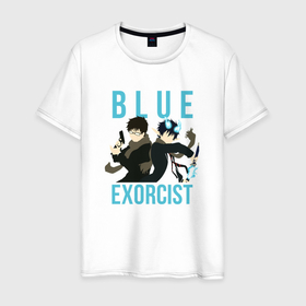 Мужская футболка хлопок с принтом Синий экзорцист   браться в Санкт-Петербурге, 100% хлопок | прямой крой, круглый вырез горловины, длина до линии бедер, слегка спущенное плечо. | 