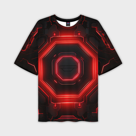 Мужская футболка oversize 3D с принтом Nvidia style black and red neon ,  |  | Тематика изображения на принте: 