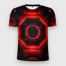 Мужская футболка 3D Slim с принтом Nvidia style black and red neon , 100% полиэстер с улучшенными характеристиками | приталенный силуэт, круглая горловина, широкие плечи, сужается к линии бедра | Тематика изображения на принте: 