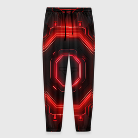 Мужские брюки 3D с принтом Nvidia style black and red neon , 100% полиэстер | манжеты по низу, эластичный пояс регулируется шнурком, по бокам два кармана без застежек, внутренняя часть кармана из мелкой сетки | 