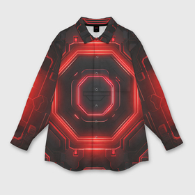 Мужская рубашка oversize 3D с принтом Nvidia style black and red neon ,  |  | Тематика изображения на принте: 