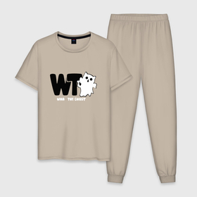 Мужская пижама хлопок с принтом Кот призрак в Курске, 100% хлопок | брюки и футболка прямого кроя, без карманов, на брюках мягкая резинка на поясе и по низу штанин
 | 