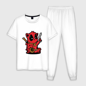 Мужская пижама хлопок с принтом Красный кот в Курске, 100% хлопок | брюки и футболка прямого кроя, без карманов, на брюках мягкая резинка на поясе и по низу штанин
 | 