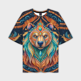 Мужская футболка oversize 3D с принтом Медведь шаман тотемное животное в Петрозаводске,  |  | 
