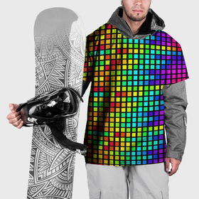 Накидка на куртку 3D с принтом Разноцветные квадраты на чёрном фоне в Екатеринбурге, 100% полиэстер |  | Тематика изображения на принте: 