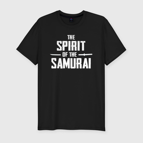 Мужская футболка хлопок Slim с принтом The spirit of the samurai logo в Белгороде, 92% хлопок, 8% лайкра | приталенный силуэт, круглый вырез ворота, длина до линии бедра, короткий рукав | Тематика изображения на принте: 