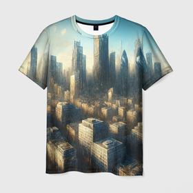 Мужская футболка 3D с принтом Разрушенный апокалиптический город в Санкт-Петербурге, 100% полиэфир | прямой крой, круглый вырез горловины, длина до линии бедер | 