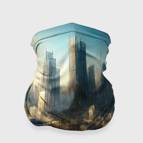 Бандана-труба 3D с принтом Разрушенный апокалиптический город в Курске, 100% полиэстер, ткань с особыми свойствами — Activecool | плотность 150‒180 г/м2; хорошо тянется, но сохраняет форму | 