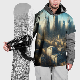 Накидка на куртку 3D с принтом Разрушенный апокалиптический город в Курске, 100% полиэстер |  | 