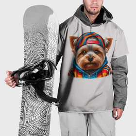 Накидка на куртку 3D с принтом Йоркширский терьер в спортивном костюме в Екатеринбурге, 100% полиэстер |  | Тематика изображения на принте: 