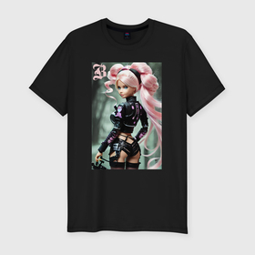 Мужская футболка хлопок Slim с принтом Sexy Barbie   cyberpunk ai art в Тюмени, 92% хлопок, 8% лайкра | приталенный силуэт, круглый вырез ворота, длина до линии бедра, короткий рукав | Тематика изображения на принте: 