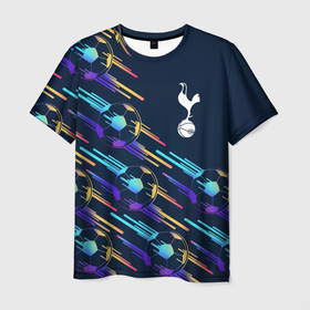Мужская футболка 3D с принтом Tottenham градиентные мячи , 100% полиэфир | прямой крой, круглый вырез горловины, длина до линии бедер | 